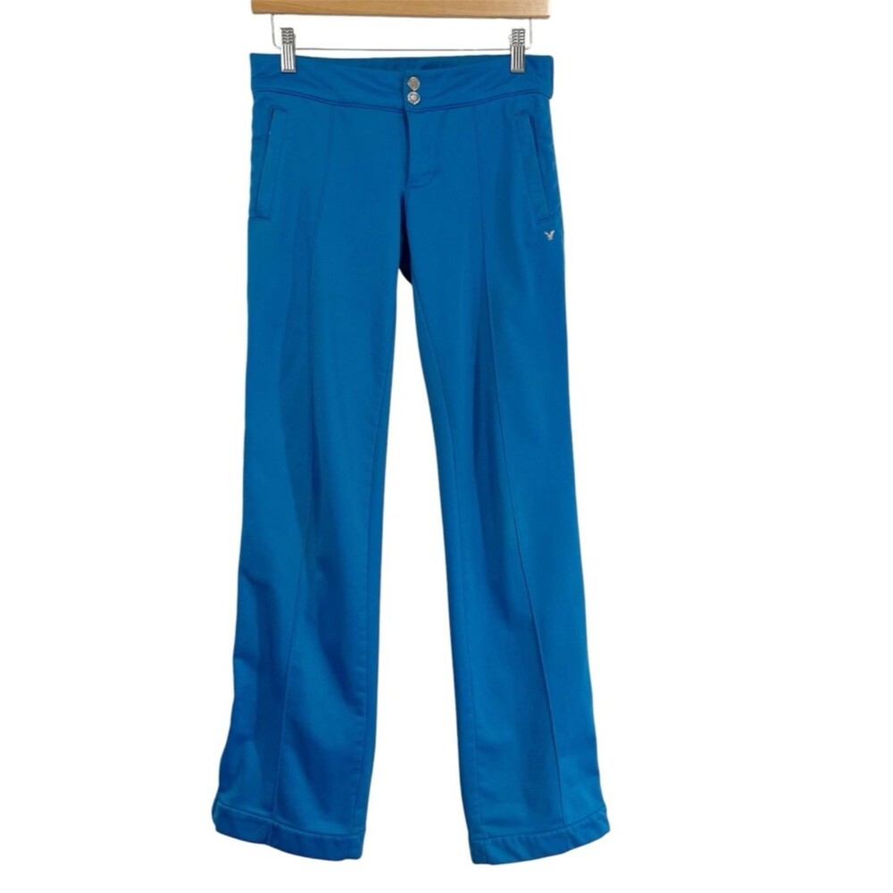 Vintage American Eagle Blue Flare Track Pants Y2K Retro Low Rise Size 0